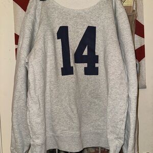 Brandy Melville Light Gray Hoodie with Navy Number